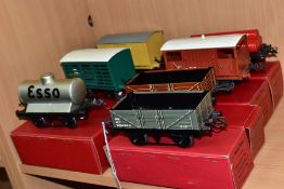 SEVEN BOXED HORNBY 0 GAUGE WAGONS, to include restored No.1 Milk Traffic van in SR green livery, No.