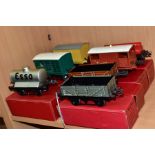 SEVEN BOXED HORNBY 0 GAUGE WAGONS, to include restored No.1 Milk Traffic van in SR green livery, No.