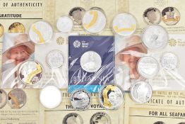 A GROUP OF MAINLY SILVER PROOF COINS to include a Britannia £50 2015 coin, a 2014 1oz Kookaburra,