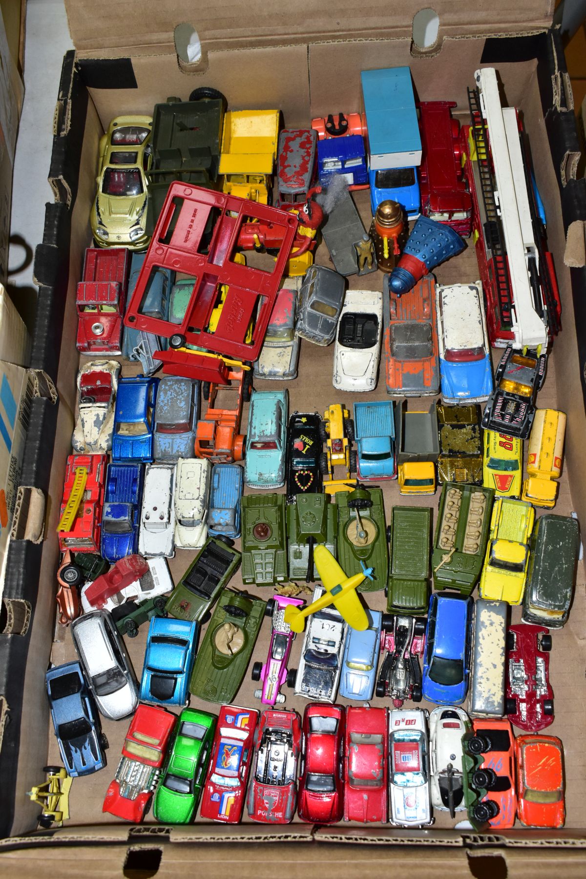 A QUANTITY OF UNBOXED AND ASSORTED PLAYWORN DIECAST VEHICLES, to include Spot-On-Fiat 500 No. 185, - Image 3 of 7