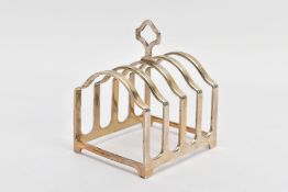 AN EDWARDIAN SILVER TOAST RACK, plain polished design, hallmarked 'Ollivant & Botsford' Birmingham