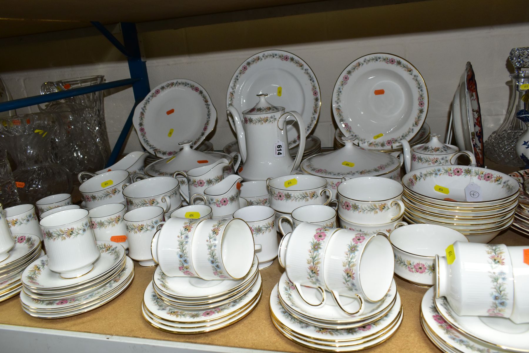 A ROYAL ALBERT/PARAGON 'BELINDA' PART DINNER SERVICE, comprising ten coffee cups (two Royal Albert),