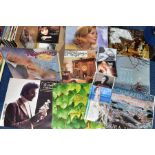 A TRAY CONTAINING TWENTY FOUR LP'S, 12 INCH SINGLES AND EIGHT CD'S, including Neil Young, Bob Dylan,