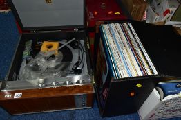 A HMV RECORD PLAYER AND A FERGUSON REEL TO REEL, together with various records (LP's Abba, Tammy