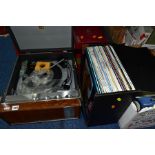 A HMV RECORD PLAYER AND A FERGUSON REEL TO REEL, together with various records (LP's Abba, Tammy