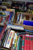 BOOKS, a collection of approximately 200 titles in six boxes to include cookery, furniture and
