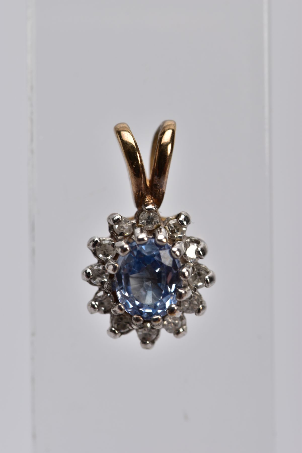 A PAIR OF 9CT GOLD SAPPHIRE AND DIAMOND DROP EARRINGS, TWO 9CT GOLD GEM SET PENDANTS AND A YELLOW - Image 4 of 5