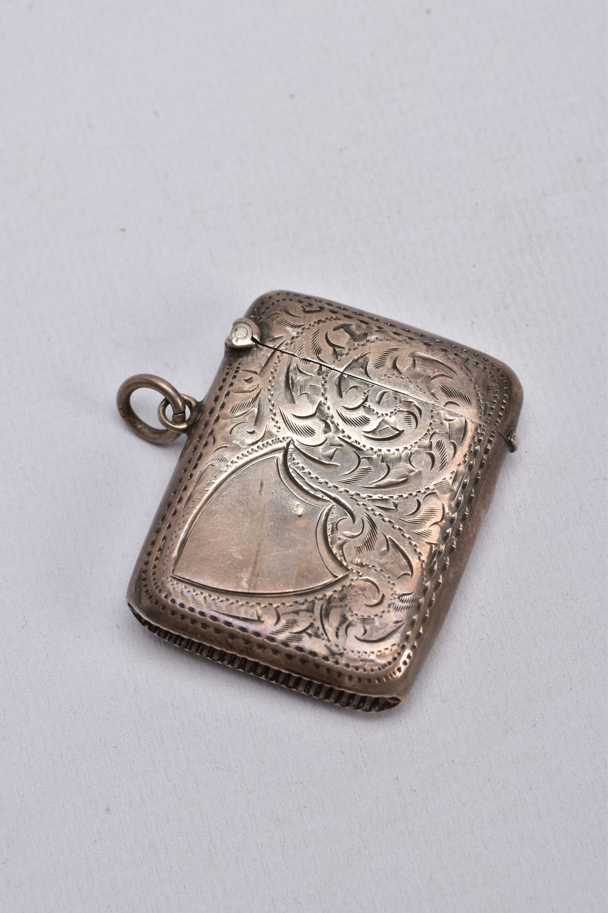 TWO SILVER VESTA CASES, the first of a rectangular form, foliate engraved design, vacant shield - Image 4 of 5