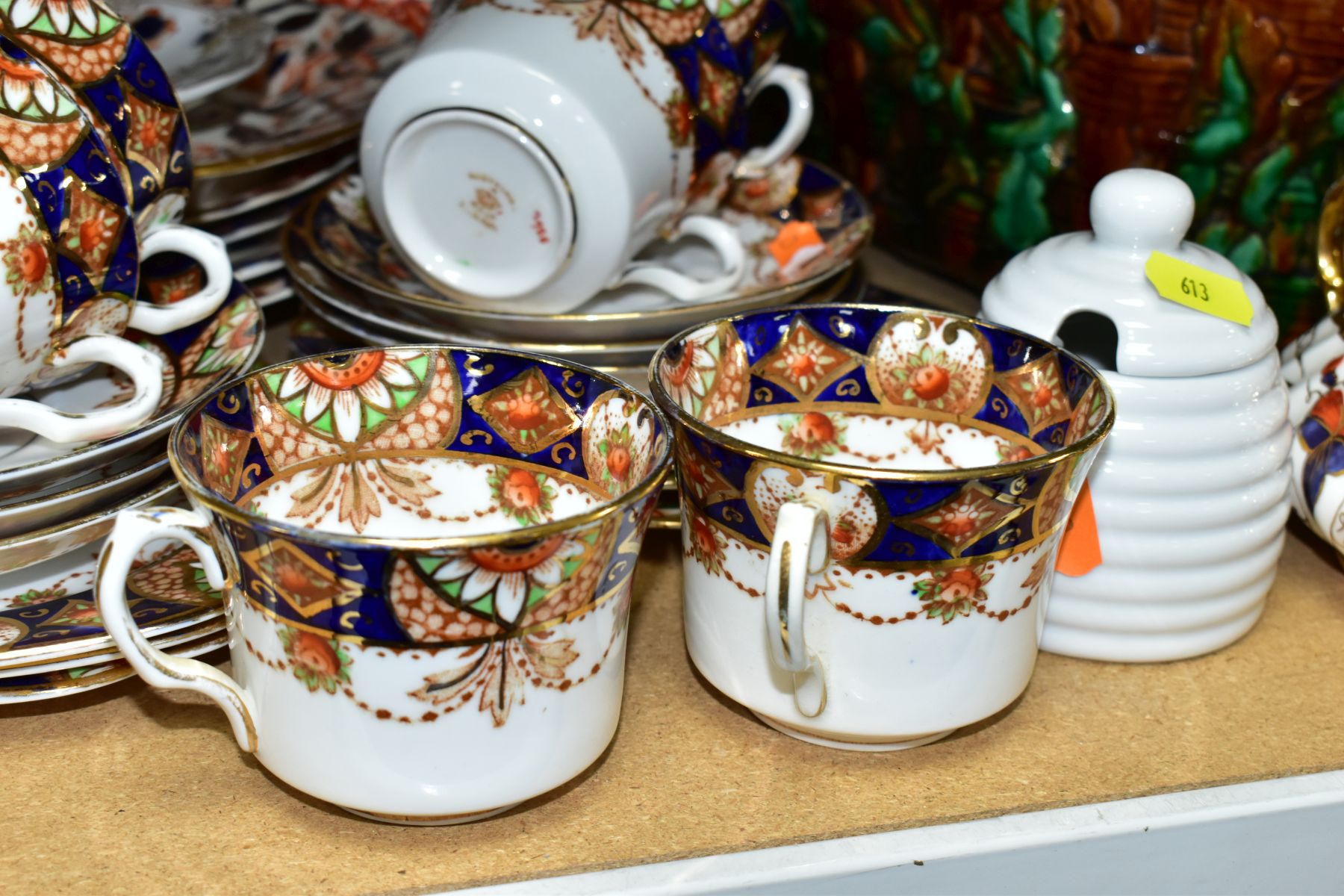 A GROUP OF CERAMICS AND GLASSWARE, including a reproduction majolica game pie dish, an Imari - Image 3 of 11