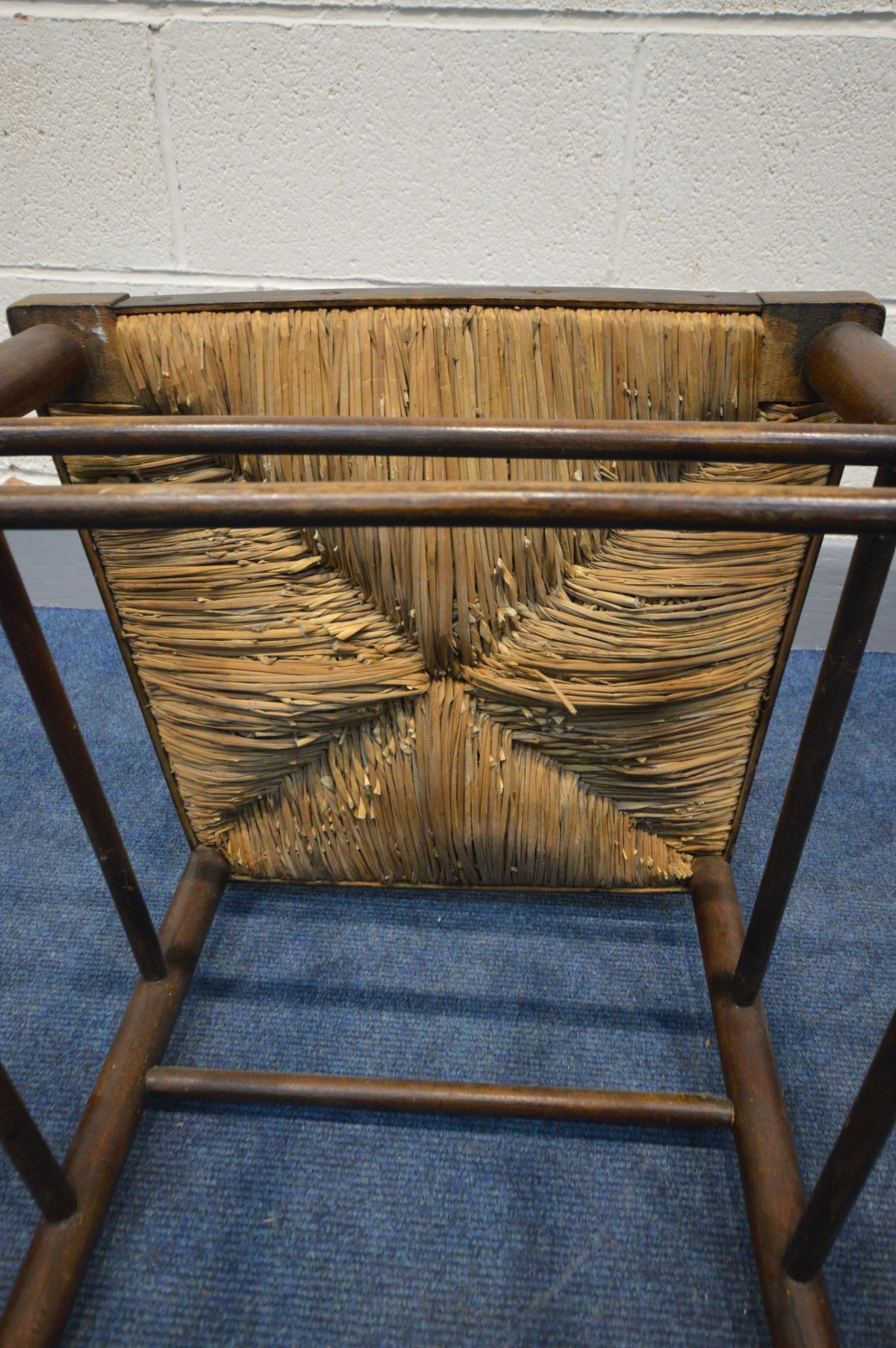 IN THE MANNER OF MORRIS & CO SUFFOLK CHAIR, the back with spindles and horizontal rails, open arm - Image 4 of 4