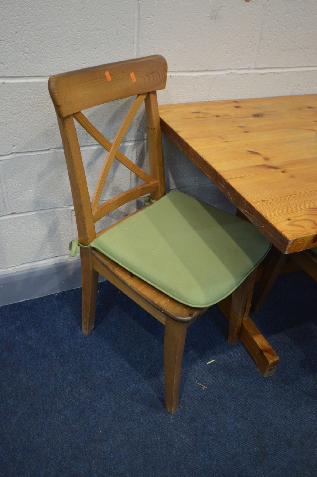 A PINE REFECTORY TABLE , width 152cm x depth 76cm x height 73cm with four pine bar back chairs (5) - Image 2 of 4