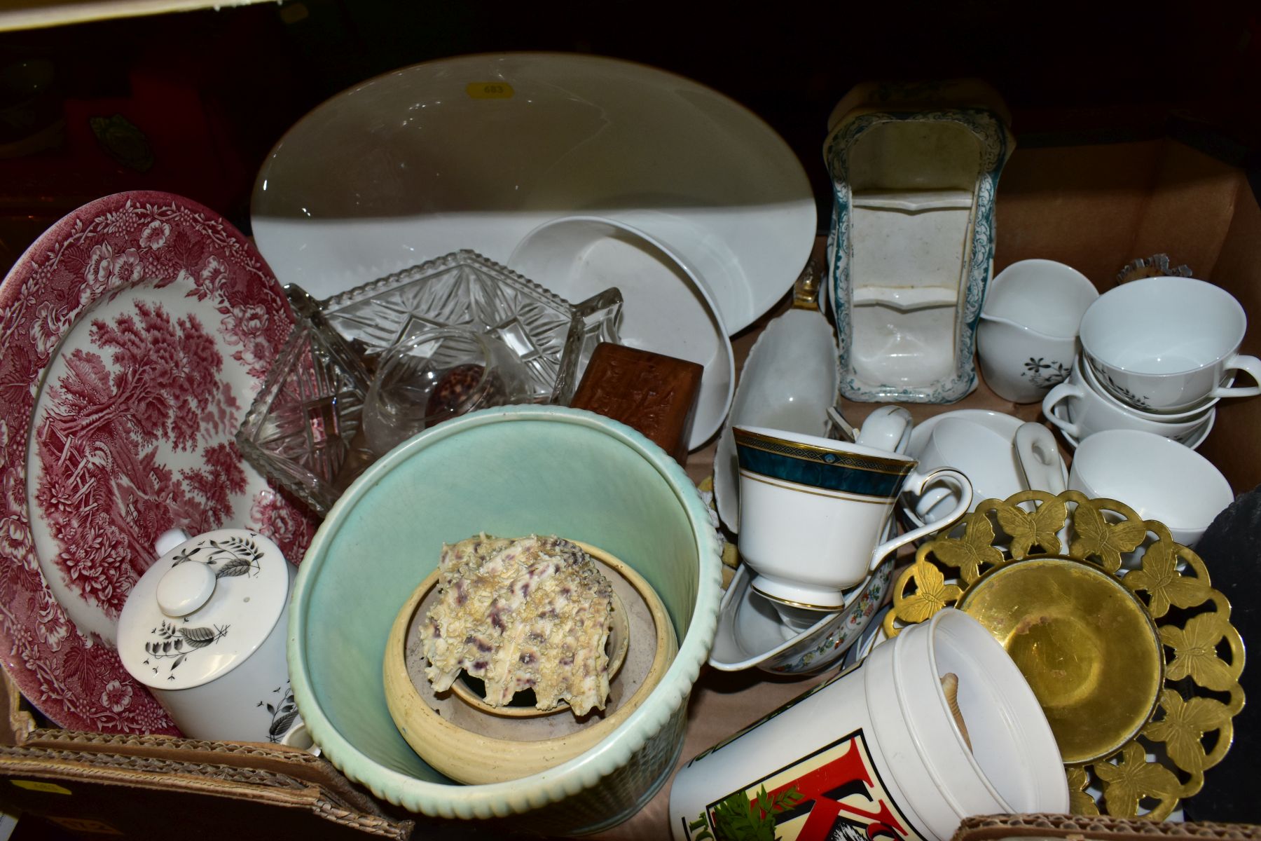 SIX BOXES OF CERAMICS AND GLASSWARE, including Queensberry part coffee service, assorted serving - Image 2 of 7