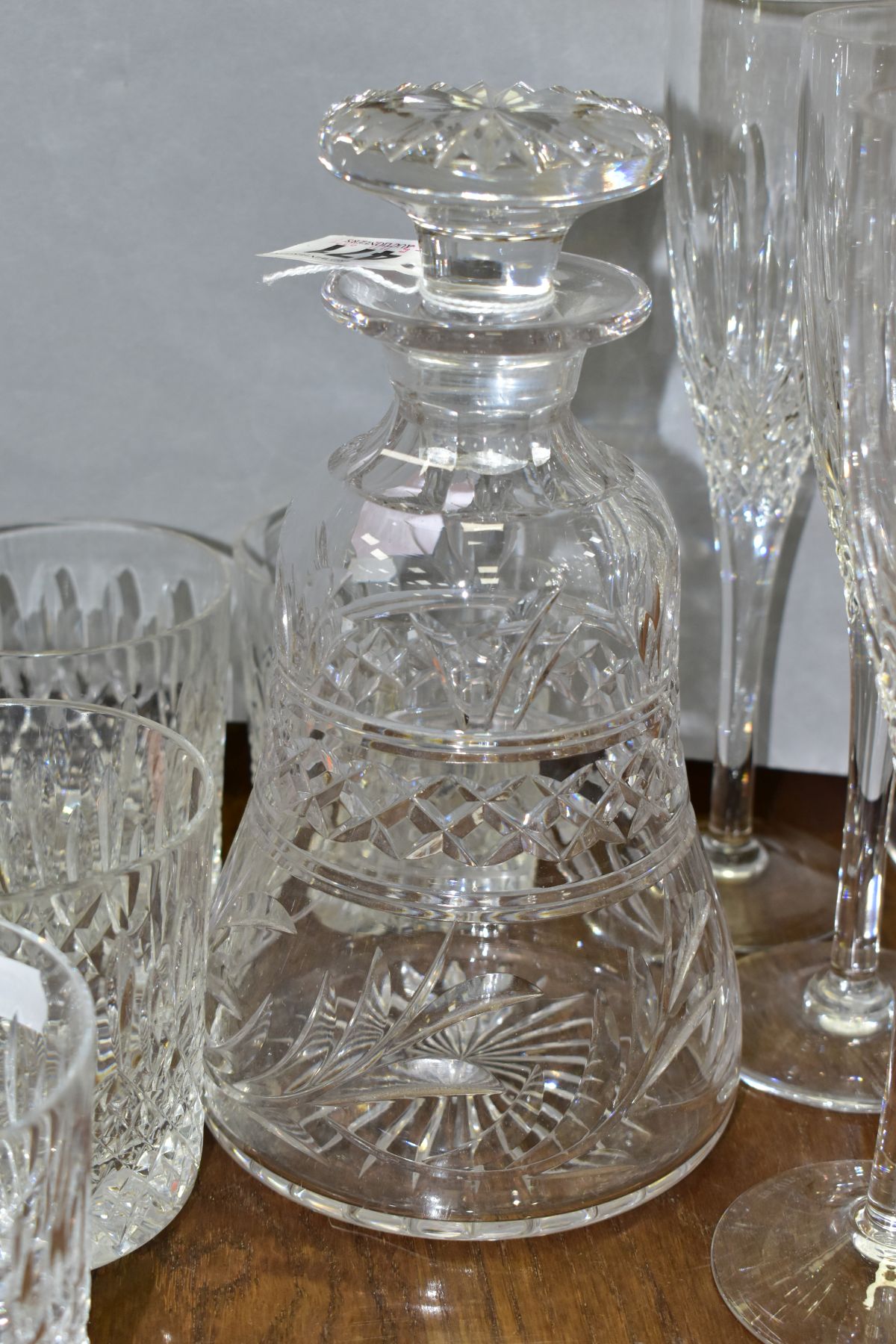 A SUITE OF STUART CRYSTAL DRINKING GLASSES AND A STUART CRYSTAL DECANTER, the decanter of bell shape - Image 6 of 11