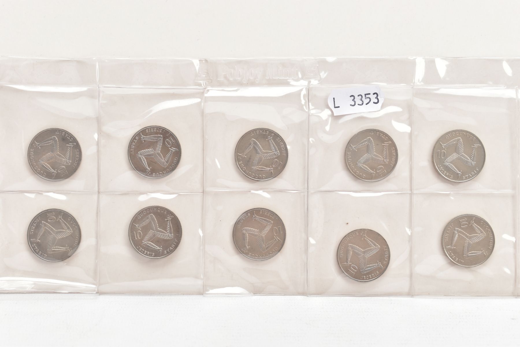A RARE AND UNUSUAL GROUP OF (10) 10P 1992 TRISKELION COINS, these new design ten pence coins