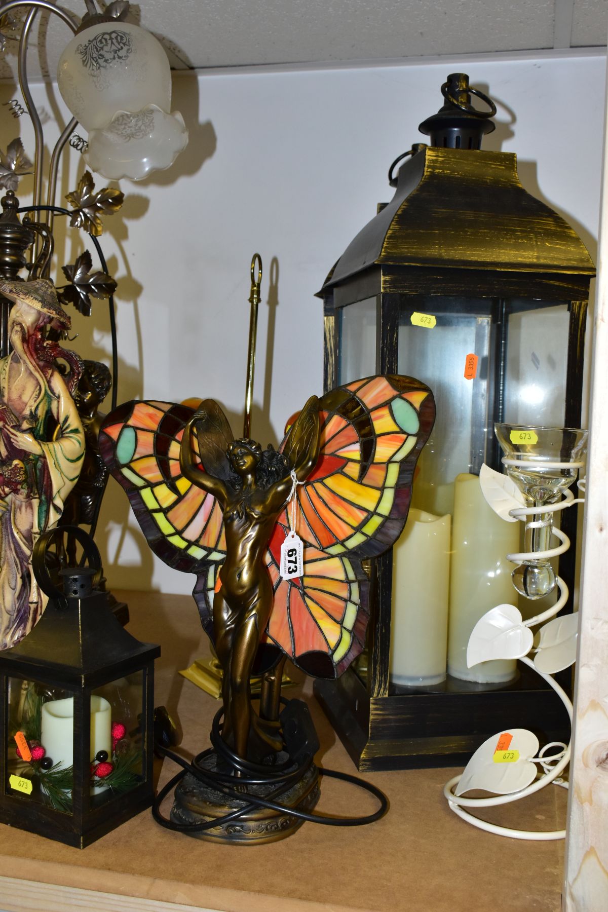 A GROUP OF MODERN TABLE LAMPS, CLOCKS, FIGURES, CANDLE HOLDERS etc, comprising of a Juliana - Image 8 of 13