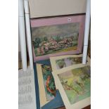 A 1950'S INFANT SCHOOL PORTFOLIO OF APPROXIMATE EIGHTY ILLUSTRATIONS BY VARIOUS ARTISTS, size of