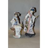 TWO LLADRO JAPANESE GEISHA FIGURES, comp[rising 'Teruko' No. 1451 issued 1983, retired 2013,