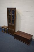 A GEORGIAN AND LATER STAINED PINE BLANKET CHEST, width 98cm x depth 48cm x height 34cm, reproduction