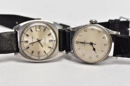 TWO WATCHES TO INCLUDE : a gentleman's steel Omega wristwatch, silver dial with Arabic numerals,