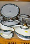 A ROYAL DOULTON HARTWELL PATTERN SECONDS DINNER SERVICE, comprising two oval twin handled tureens