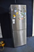 A GRUNDIG STAINLESS STEEL FRIDGE FREEZER 174cm high (PAT pass and working at 5 and -19 degrees)