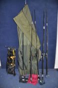 A PADDED FISHING ROD BAG containing four D.A.M Andy Little rods including two New Dimension Long