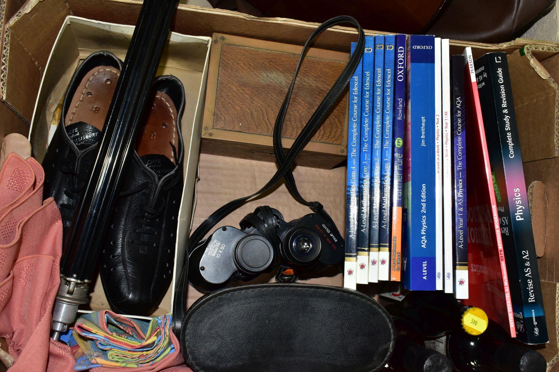 TWO BOXES OF CERAMICS, REVISION GUIDES, BINOCULARS, ETC, AND AN ACOUSTIC GUITAR, the guitar - Image 2 of 9