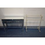 A MODERN MIRRORED HALL/DRESSING TABLE with two drawers, width 102cm x depth 35cm x height 77cm and a