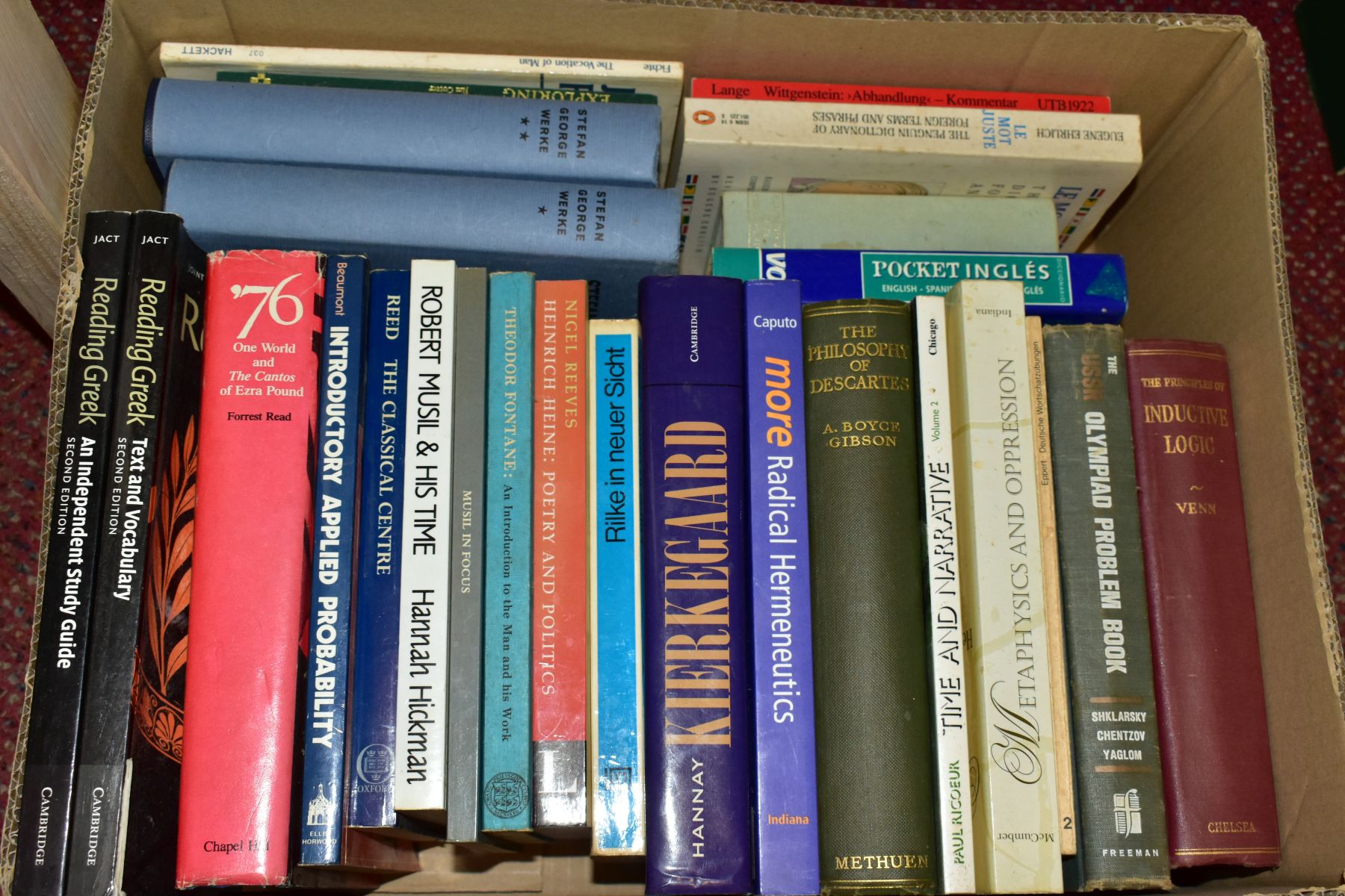 SEVEN BOXES OF BOOKS, subjects are mostly philosophy, language and literature, with works on or by - Image 7 of 8