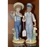 TWO LLADRO FIGURES OF BOYS, comprising 1286 'Flowers on the back', designed by Francisco Catala,