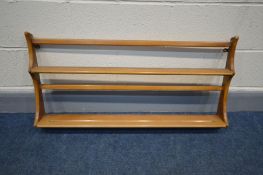 AN ERCOL ELM MODEL 268 PLATE RACK, width 97cm x height 50cm