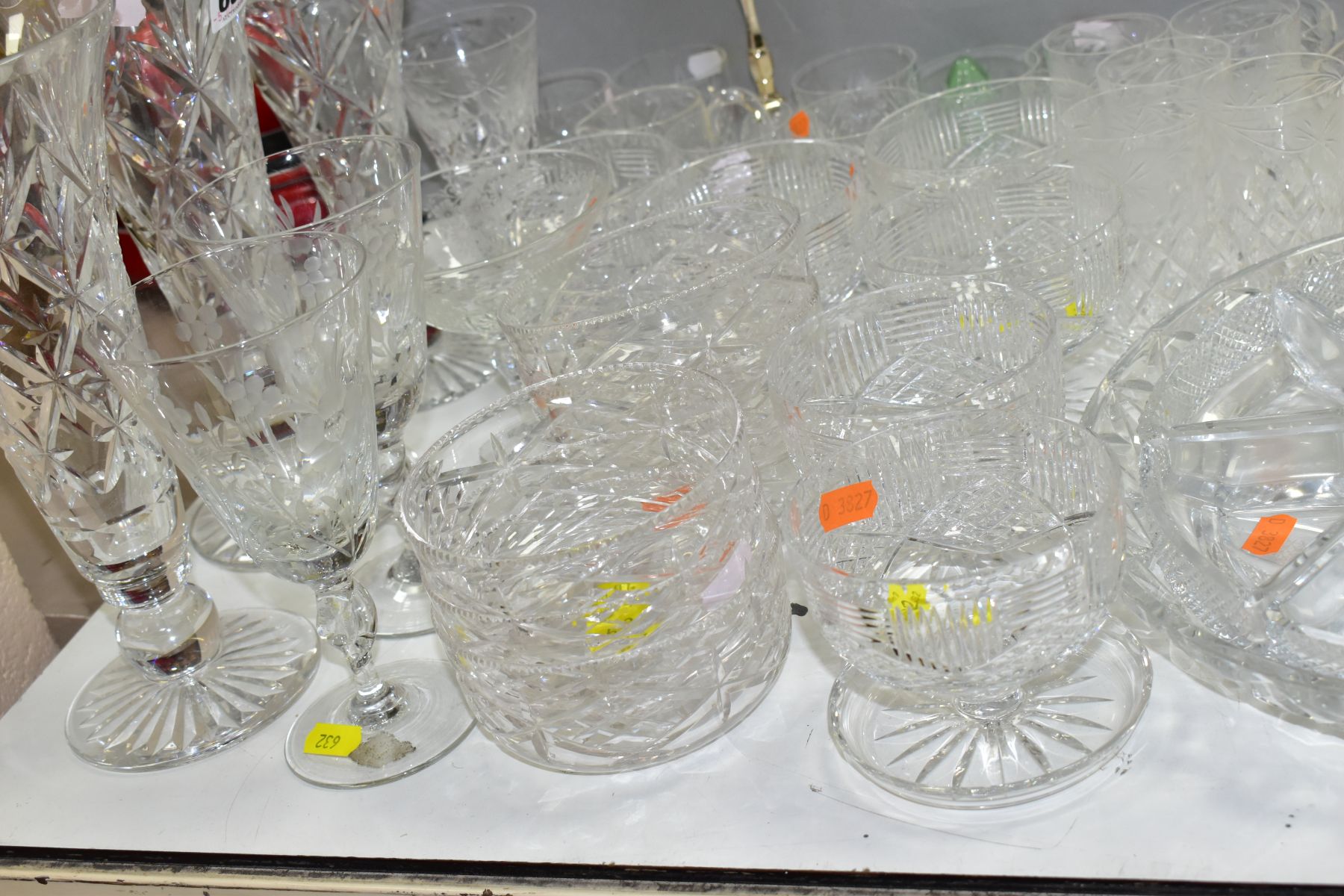 A GROUP OF MOSTLY CUT GLASS, including a pair of Royal Brierley Crystal goblets with engraved - Image 4 of 7