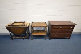 AN EDWARDIAN MAHOGANY CHEST OF TWO OVER TWO LONG DRAWERS, width 108cm x depth 47cm x height 83cm,