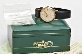 A GENTLEMANS 9CT GOLD ROLEX OYSTER PRECISION WRISTWATCH, a round case measuring approximately 33mm