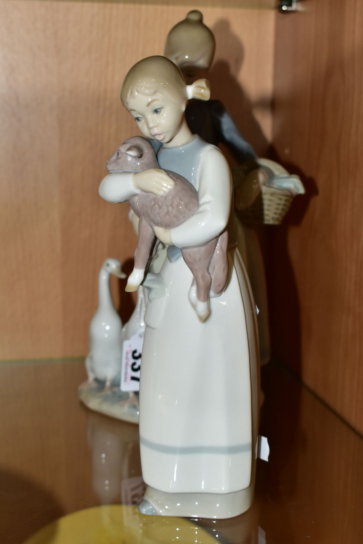 TWO LLADRO FIGURE GROUPS, a Girl with Basket Feeding Geese, sculpture Vincent Martinez issued 1969 - Image 6 of 12