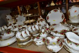 ROYAL ALBERT 'OLD COUNTRY ROSES' PART DINNER SERVICE, comprising eighteen teacups (seven seconds,