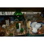 THREE BOXES AND LOOSE CERAMICS AND GLASS etc, to include a Mason Cash mixing bowl, Chinese bowls,