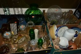 THREE BOXES AND LOOSE CERAMICS AND GLASS etc, to include a Mason Cash mixing bowl, Chinese bowls,