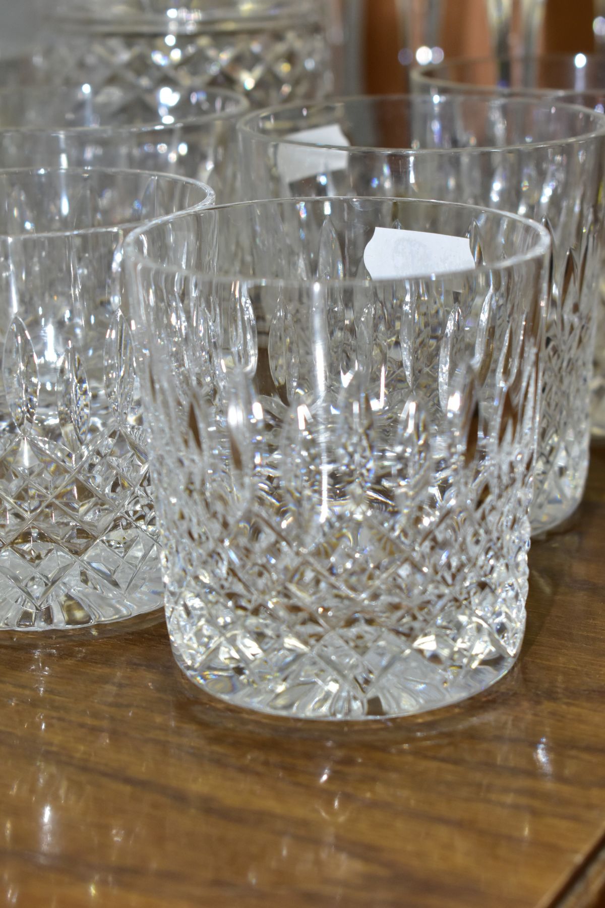 A SUITE OF STUART CRYSTAL DRINKING GLASSES AND A STUART CRYSTAL DECANTER, the decanter of bell shape - Image 3 of 11