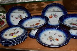 A VICTORIA, AUSTRIA, PORCELAIN DESSERT SET, transfer printed floral design with pierced borders,