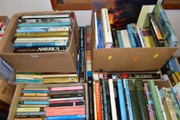 BOOKS, six boxes containing approximately one hundred and fifty hardback / paperback titles