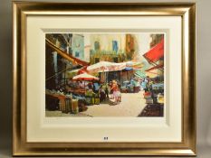 ROLF HARRIS (AUSTRALIAN 1930) 'PALERMO MARKET' a limited edition print of an Italian market 38/