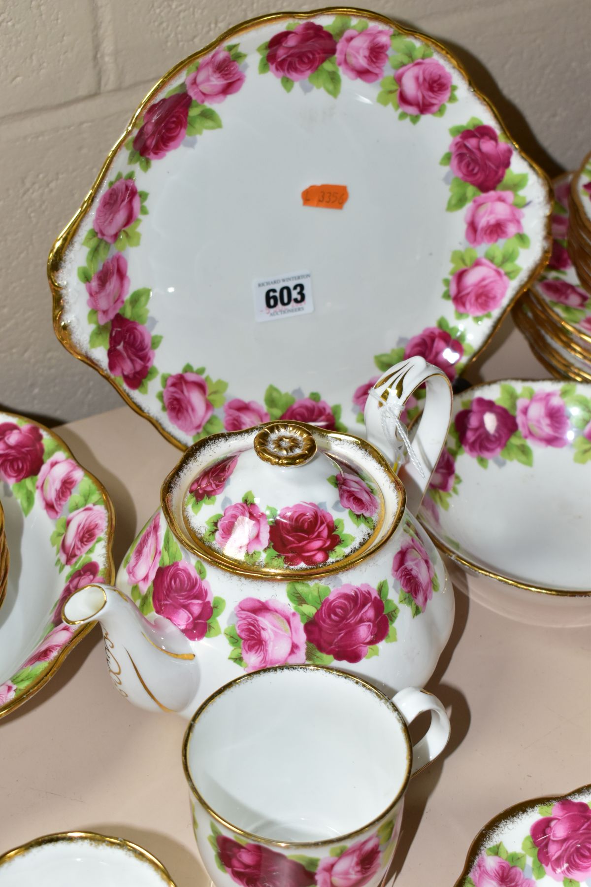 A QUANTITY OF ROYAL ALBERT OLD ENGLISH ROSE TEA AND DINNERWARES, comprising five tea cups (one - Image 2 of 7