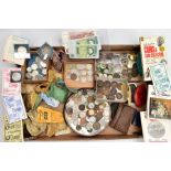 A LARGE CARDBOARD BOX OF MIXED COINAGE to include approximately 300g of loose silver coins, to