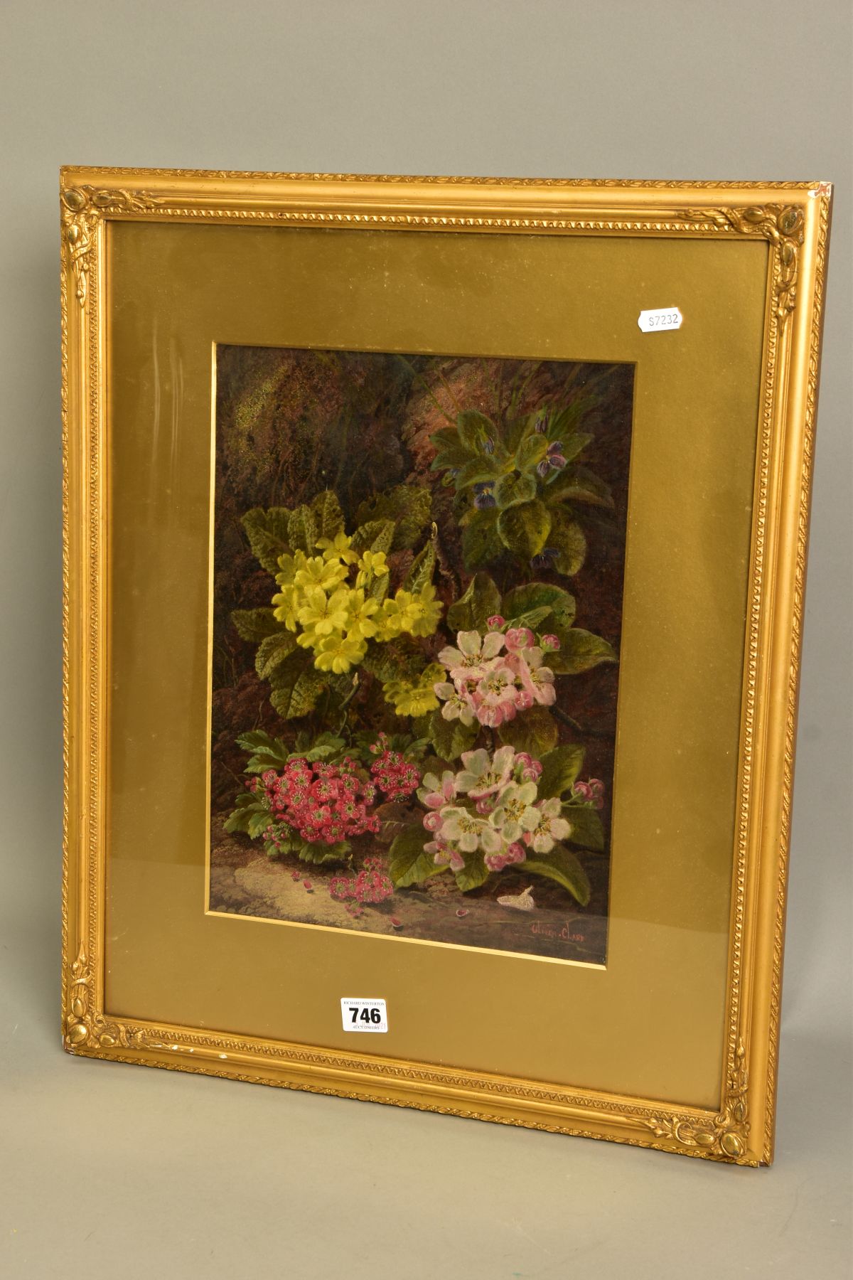 OLIVER CLARE (1852-1927), WILD FLOWERS AGAINST A MOSSY BANK, signed bottom right, oil on board?, - Image 5 of 11