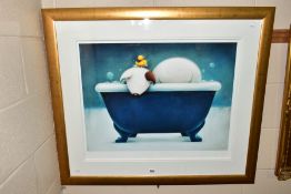 DOUG HYDE (BRITISH 1972) 'ALWAYS TOGETHER', a limited edition print of a boy and his dog in a bath