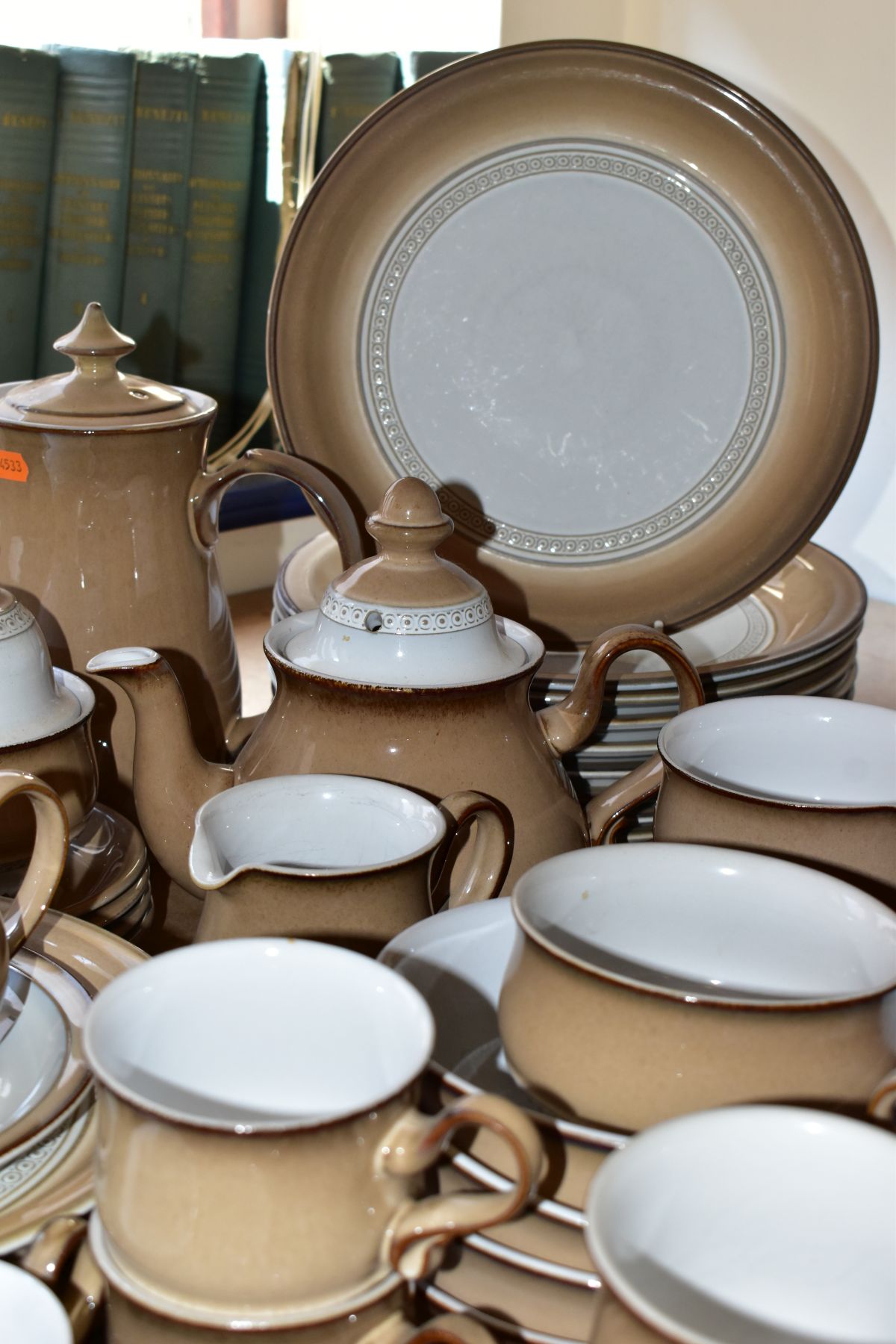 A COLLECTION OF DENBY 'SEVILLE' PATTERN DINNER AND TEA WARES, including two open serving dishes, - Image 5 of 9