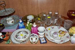 A QUANTITY OF CERAMICS AND GLASSWARE TO INCLUDE COALPORT, ROYAL ALBERT etc, three small Coalport