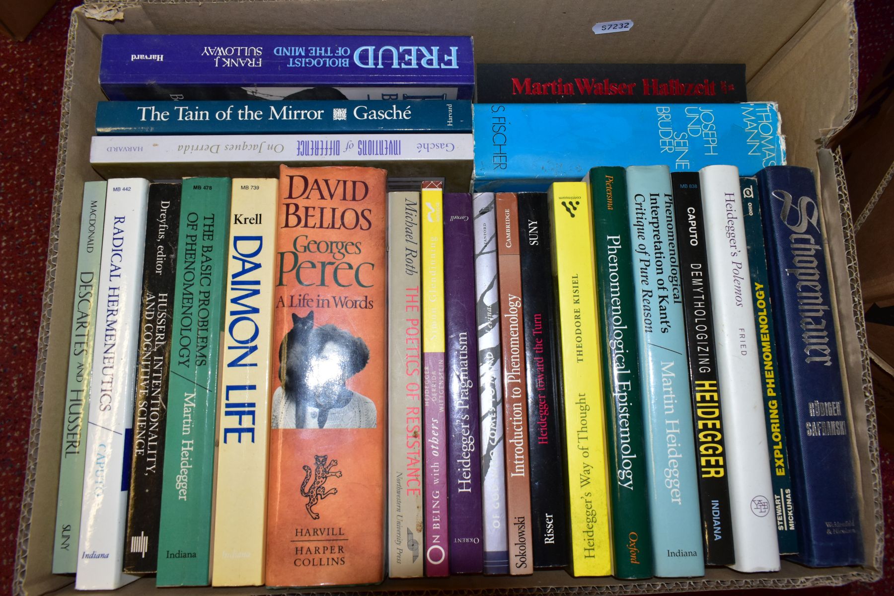 SIX BOXES OF BOOKS, mostly philosophy and German literature, to include works on Goethe, Heideger, - Image 6 of 7