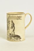 NELSON INTEREST: A 19TH CENTURY NEWCASTLE POTTERY COMMEMORATIVE MUG, the cylindrical body printed in